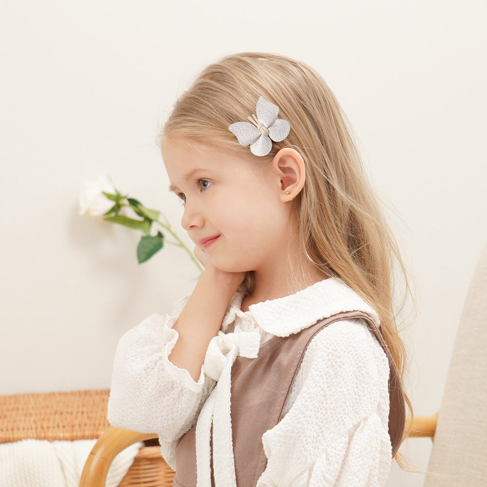 Wholesale PU Leather Handmade Butterfly Hairpin Retro